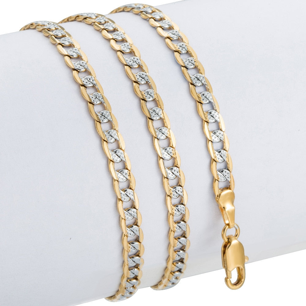 Gold Color Chain Necklace For Men Women Cuban Link Chain Male Necklace Fashion Men&#39;s Jewelry Wholesale Gifts 4mm GN64