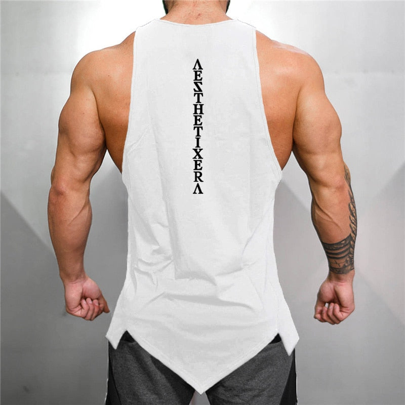 Gym Stringer Clothing Bodybuilding Tank Top Men Fitness Singlet Sleeveless Shirt Solid Cotton Undershirt Muscle Vest