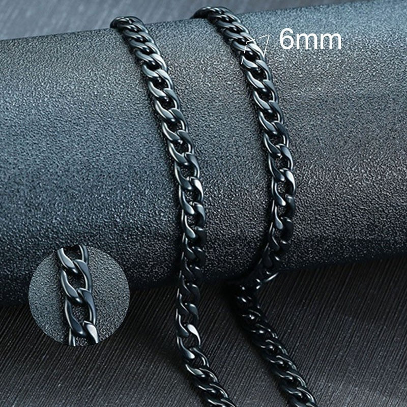 Men&#39;s Cuban Link Chain Necklace Stainless Steel Black Gold Color Male Choker colar Jewelry Gifts for Him