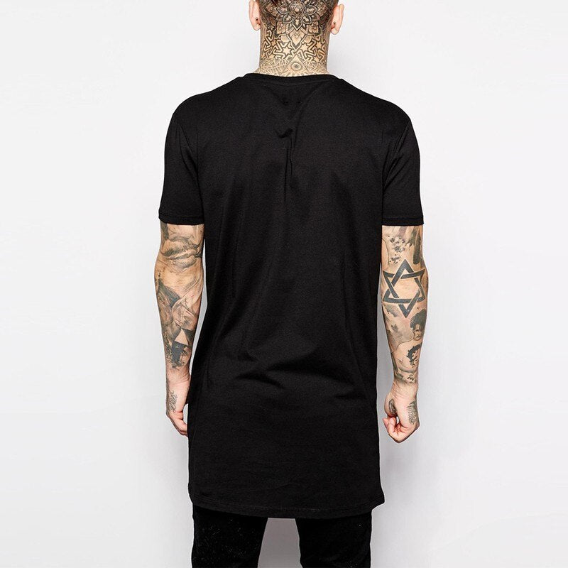 2022 Brand New Clothing Mens Black Long t shirt Men Tops Hip hop tee T-shirt Men Hiphop Short Sleeve Longline casual Tee shirts