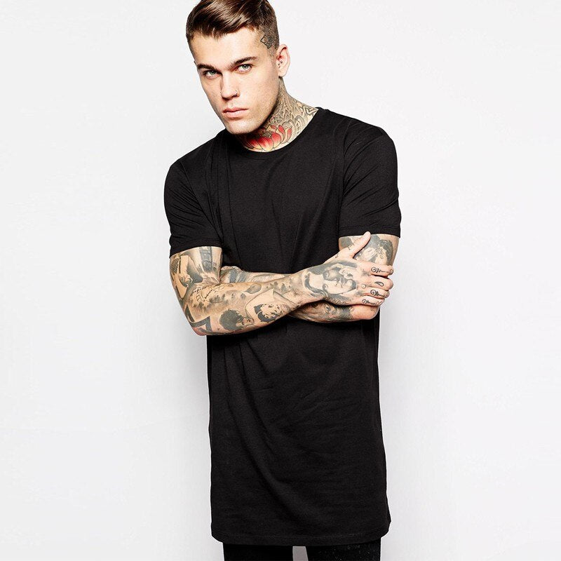 2022 Brand New Clothing Mens Black Long t shirt Men Tops Hip hop tee T-shirt Men Hiphop Short Sleeve Longline casual Tee shirts