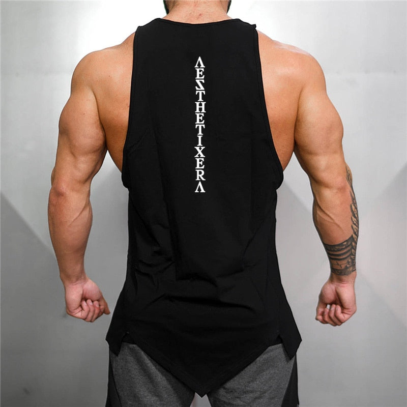 Gym Stringer Clothing Bodybuilding Tank Top Men Fitness Singlet Sleeveless Shirt Solid Cotton Undershirt Muscle Vest