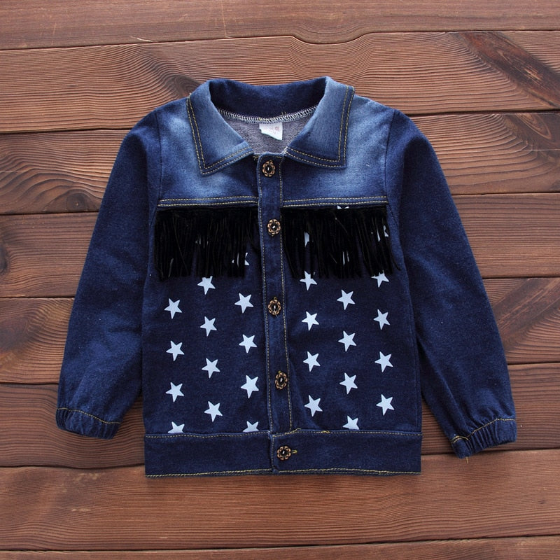 New Baby Boys Clothing Set Girls Cute Suits Denim Jeans Coat T-Shirt Pants 3PCS Star Outfit Toddler Kids Casual Cool Outerwear