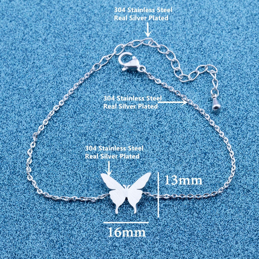 Cute Butterfly Charm Bracelet Femme Kids Jewelry Stainless Steel Hand Chain Animal Bracelets For Women Armbanden Voor Vrouwen