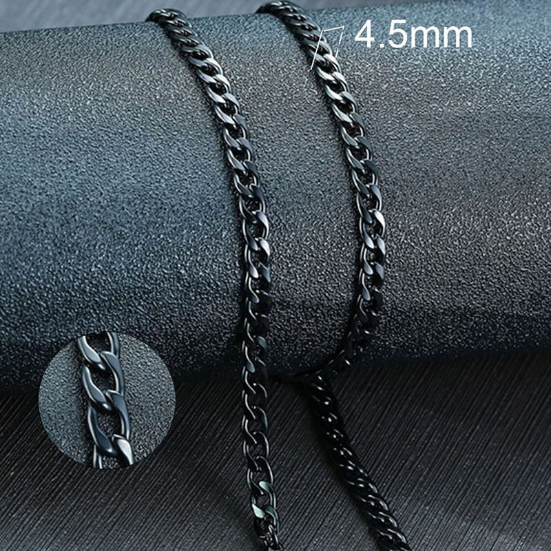 Men&#39;s Cuban Link Chain Necklace Stainless Steel Black Gold Color Male Choker colar Jewelry Gifts for Him