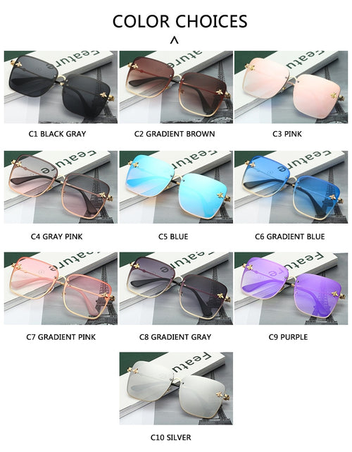 Load image into Gallery viewer, 2023 New Fashion Lady Oversize Rimless Square Bee Sunglasses Women Men Small Glasses Gradient Sun Glasses Female UV400
