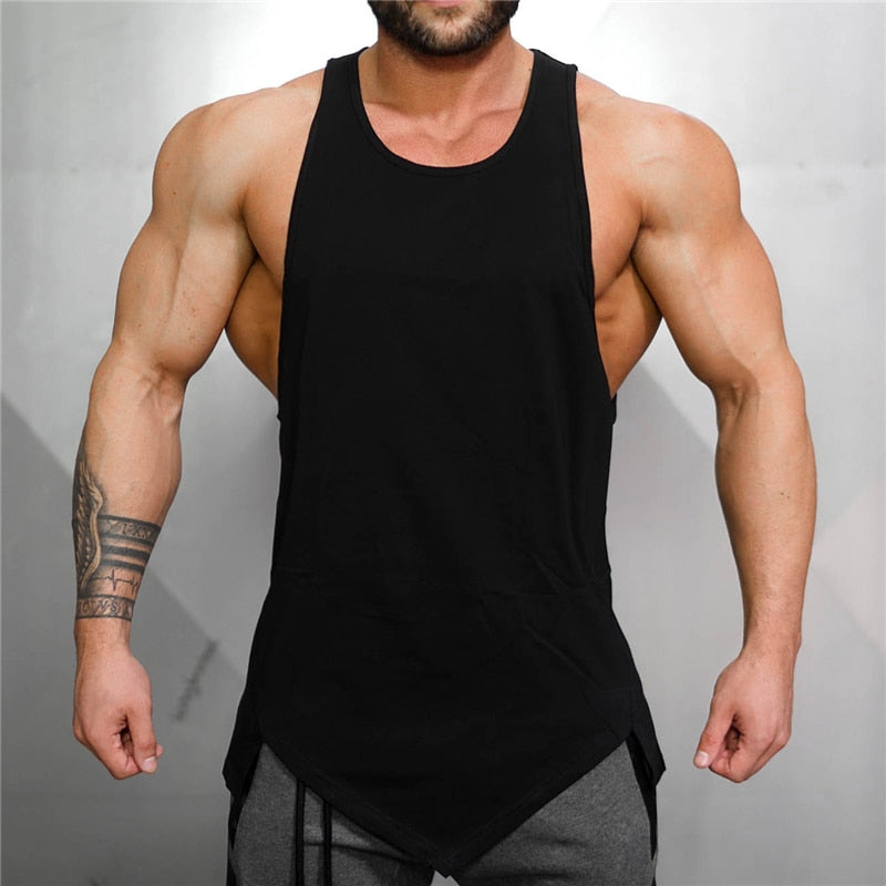 Gym Stringer Clothing Bodybuilding Tank Top Men Fitness Singlet Sleeveless Shirt Solid Cotton Undershirt Muscle Vest