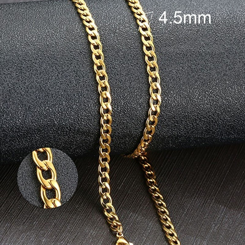 Men&#39;s Cuban Link Chain Necklace Stainless Steel Black Gold Color Male Choker colar Jewelry Gifts for Him