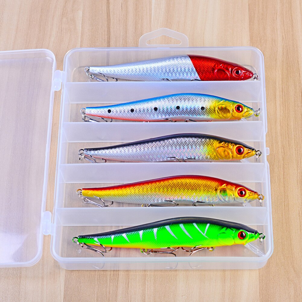 5 Pcs/Set Minnow Fishing Lures Crankbaits 20.5g 140mm Fishing Accessories With Storage Box