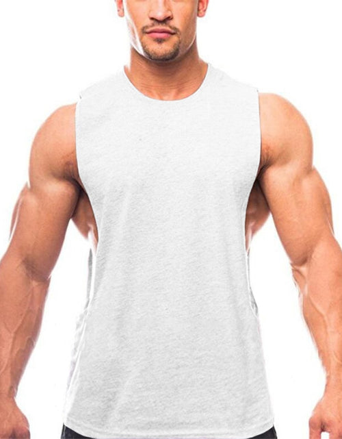 Load image into Gallery viewer, Bodybuilding Tank Tops Men Sports Sleeveless shirt Muscle guys Vest Fitness Drop Armhole Solid Tops Tees Cotton Gym Singlets
