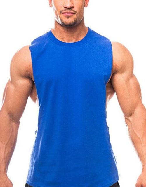 Load image into Gallery viewer, Bodybuilding Tank Tops Men Sports Sleeveless shirt Muscle guys Vest Fitness Drop Armhole Solid Tops Tees Cotton Gym Singlets
