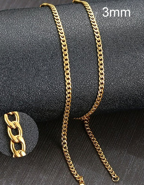 Load image into Gallery viewer, Men&#39;s Cuban Link Chain Necklace Stainless Steel Black Gold Color Male Choker colar Jewelry Gifts for Him
