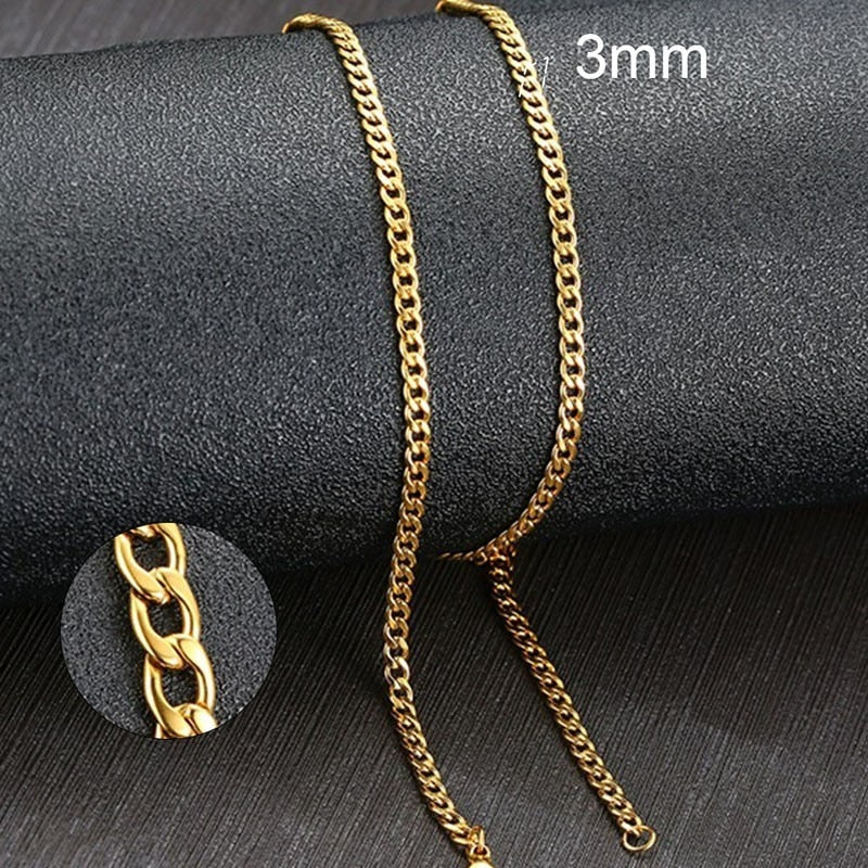 Men&#39;s Cuban Link Chain Necklace Stainless Steel Black Gold Color Male Choker colar Jewelry Gifts for Him