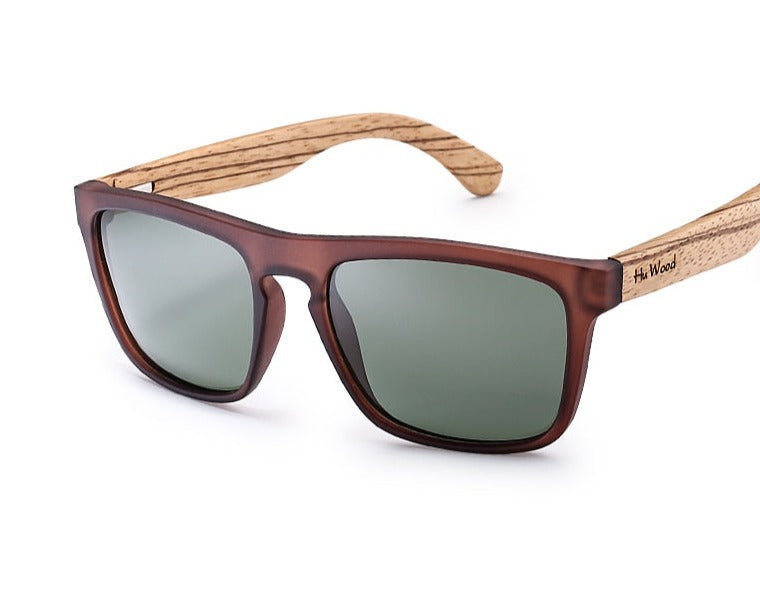 Natural Bamboo Sunglasses for Men Zebra Wood Sun Glasses Polarized Sunglasses Rectangle Lenses Driving UV400 GR8002