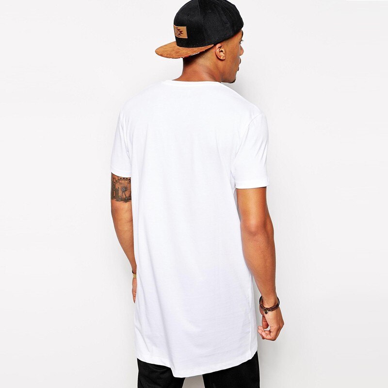 2022 Brand Mens T-Shirt White Long Hip Hop StreetWear Men T Shirt Extra Long Length Tee Tops Longline For Male Clothing Tshirts