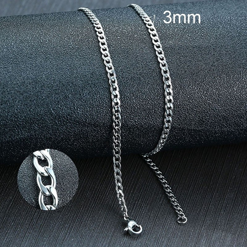 Men&#39;s Cuban Link Chain Necklace Stainless Steel Black Gold Color Male Choker colar Jewelry Gifts for Him