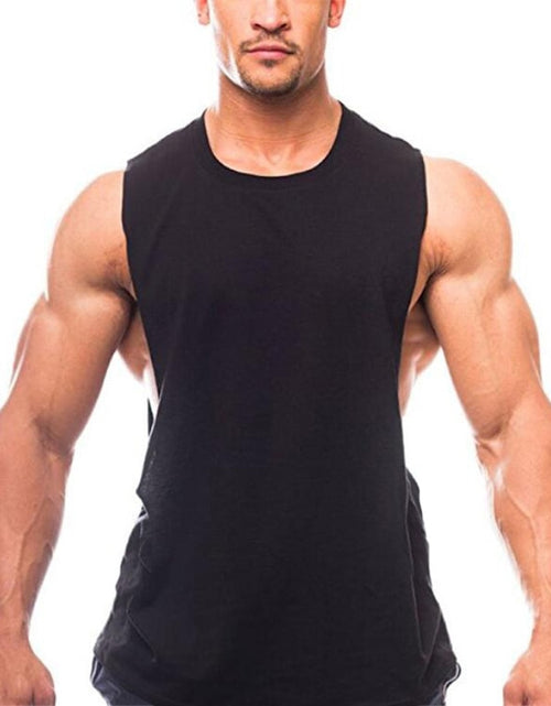 Load image into Gallery viewer, Bodybuilding Tank Tops Men Sports Sleeveless shirt Muscle guys Vest Fitness Drop Armhole Solid Tops Tees Cotton Gym Singlets
