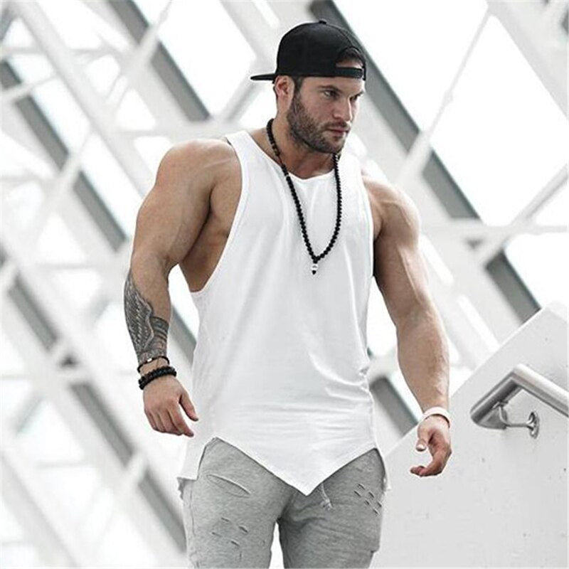 Gym Stringer Clothing Bodybuilding Tank Top Men Fitness Singlet Sleeveless Shirt Solid Cotton Undershirt Muscle Vest