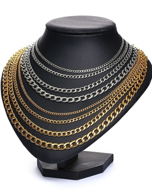 Load image into Gallery viewer, Men&#39;s Cuban Link Chain Necklace Stainless Steel Black Gold Color Male Choker colar Jewelry Gifts for Him
