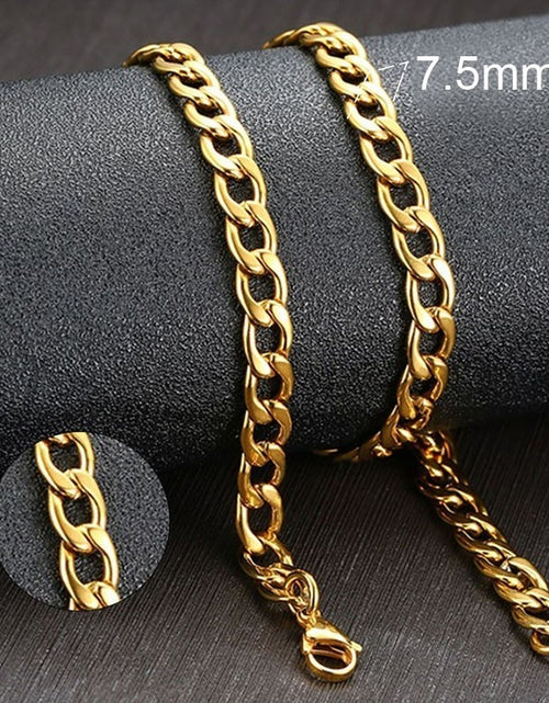 Load image into Gallery viewer, Men&#39;s Cuban Link Chain Necklace Stainless Steel Black Gold Color Male Choker colar Jewelry Gifts for Him
