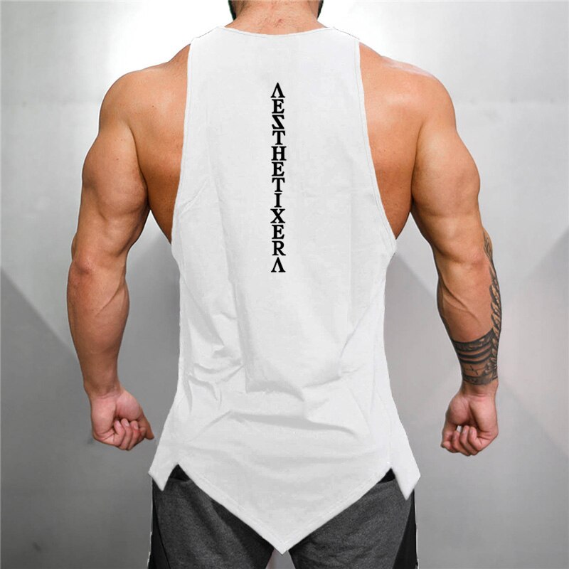 Gym Stringer Clothing Bodybuilding Tank Top Men Fitness Singlet Sleeveless Shirt Solid Cotton Undershirt Muscle Vest