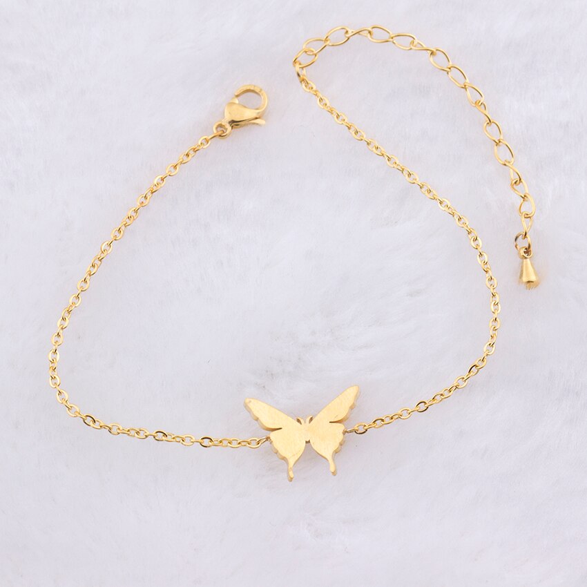 Cute Butterfly Charm Bracelet Femme Kids Jewelry Stainless Steel Hand Chain Animal Bracelets For Women Armbanden Voor Vrouwen