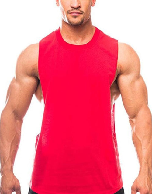 Load image into Gallery viewer, Bodybuilding Tank Tops Men Sports Sleeveless shirt Muscle guys Vest Fitness Drop Armhole Solid Tops Tees Cotton Gym Singlets
