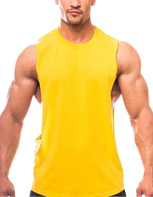 Load image into Gallery viewer, Bodybuilding Tank Tops Men Sports Sleeveless shirt Muscle guys Vest Fitness Drop Armhole Solid Tops Tees Cotton Gym Singlets
