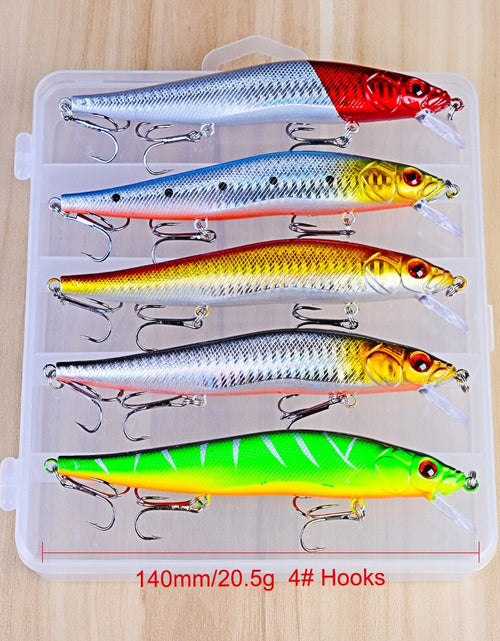 Load image into Gallery viewer, 5 Pcs/Set Minnow Fishing Lures Crankbaits 20.5g 140mm Fishing Accessories With Storage Box
