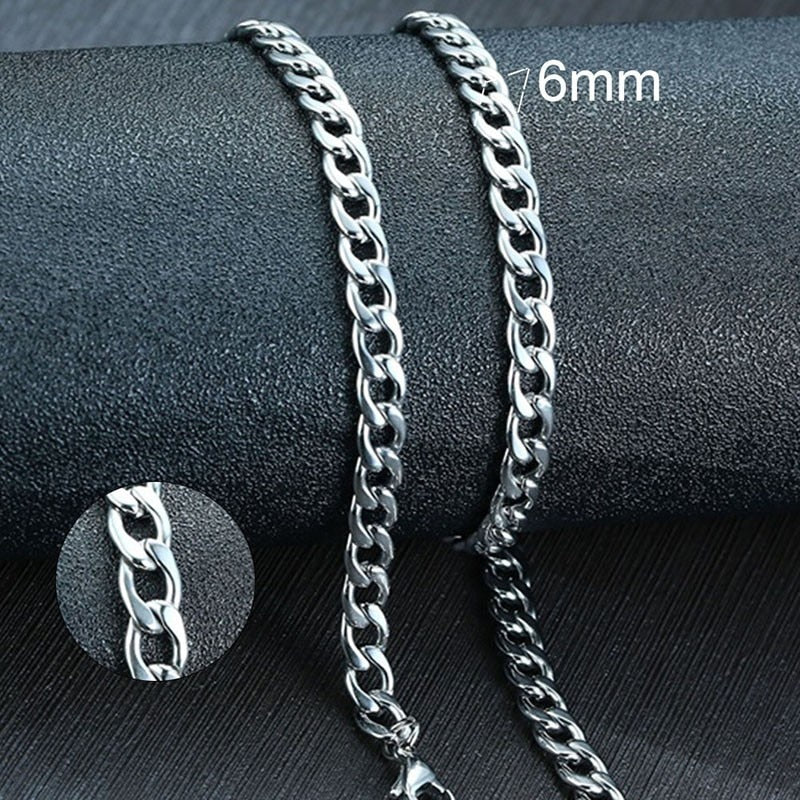 Men&#39;s Cuban Link Chain Necklace Stainless Steel Black Gold Color Male Choker colar Jewelry Gifts for Him