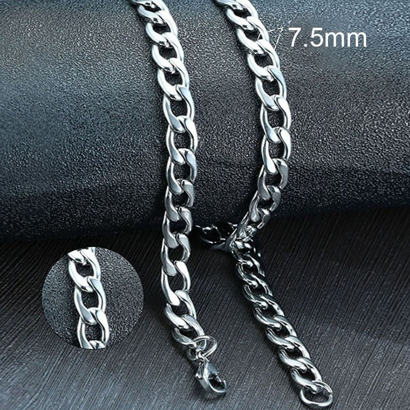 Men&#39;s Cuban Link Chain Necklace Stainless Steel Black Gold Color Male Choker colar Jewelry Gifts for Him