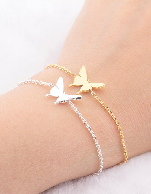 Load image into Gallery viewer, Cute Butterfly Charm Bracelet Femme Kids Jewelry Stainless Steel Hand Chain Animal Bracelets For Women Armbanden Voor Vrouwen
