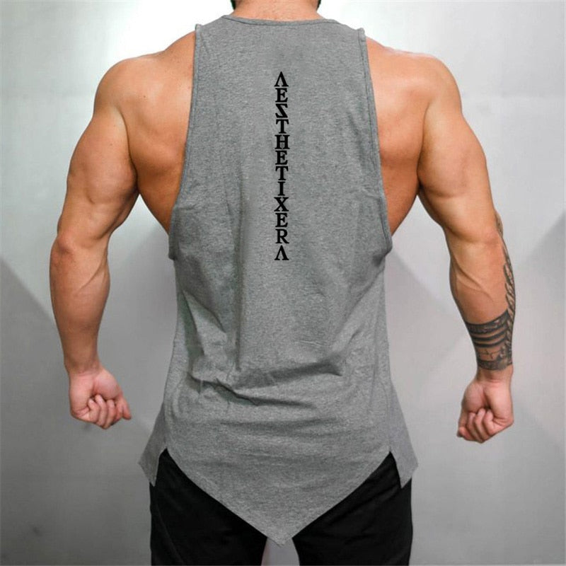 Gym Stringer Clothing Bodybuilding Tank Top Men Fitness Singlet Sleeveless Shirt Solid Cotton Undershirt Muscle Vest