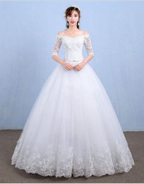 Load image into Gallery viewer, Wedding Dress 2022 New Arrival Flowers Butterfly Gelinlik Embroidery Lace Boat Neck Princess Wedding Gowns Vestidos De Novia
