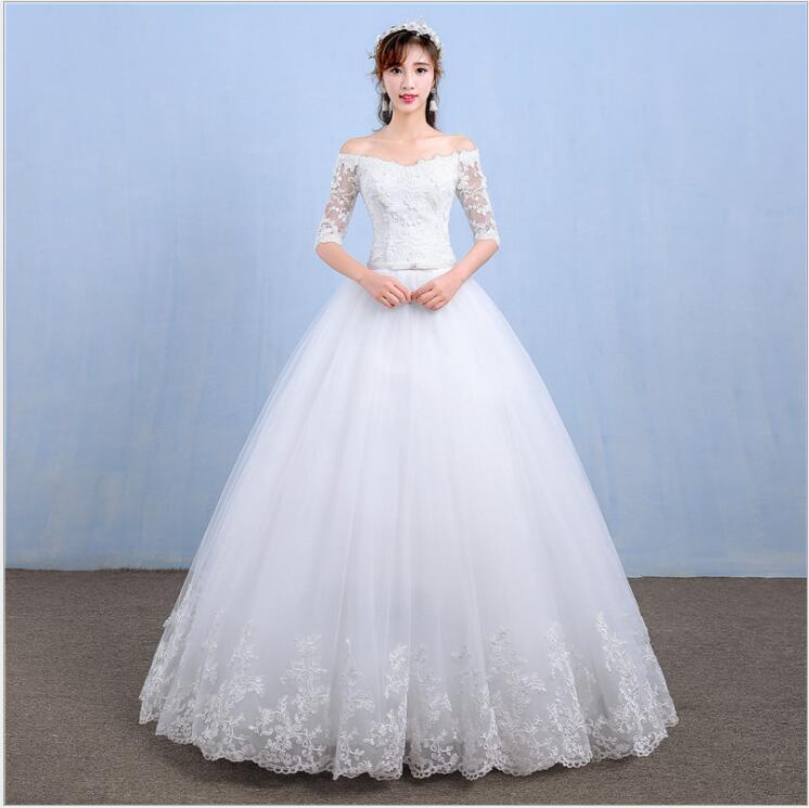 Wedding Dress 2022 New Arrival Flowers Butterfly Gelinlik Embroidery Lace Boat Neck Princess Wedding Gowns Vestidos De Novia