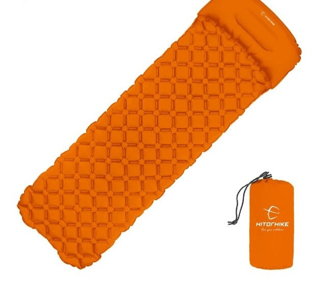 Outdoor Sleeping Pad Camping Inflatable Mattress with Pillows Travel Mat Folding Bed Ultralight Air Cushion Hiking Trekking