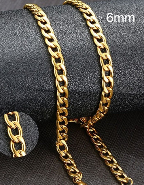 Load image into Gallery viewer, Men&#39;s Cuban Link Chain Necklace Stainless Steel Black Gold Color Male Choker colar Jewelry Gifts for Him
