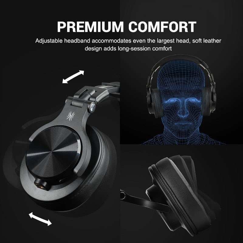 Bluetooth 5.2 Headphones Stereo Over Ear Wireless Headset Professional Recording Studio Monitor DJ Headphones