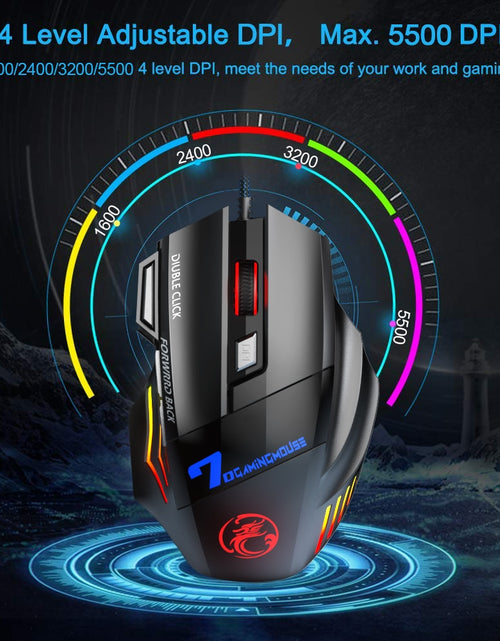 Load image into Gallery viewer, Ergonomic Wired Gaming Mouse LED 5500 DPI USB Computer Mouse Gamer RGB Mice X7 Silent Mause With Backlight Cable For PC Laptop
