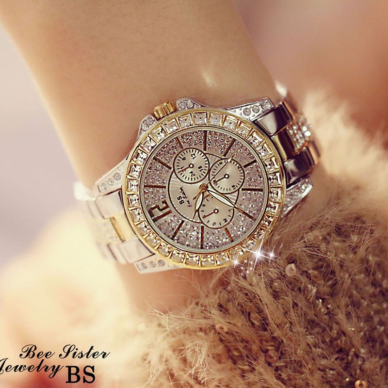 2023 Women Watches Quartz Diamond Luxury Watch Fashion Top Brand Wristwatch Fashion Watch Ladies Crystal Jewelry Rose Gold Watch