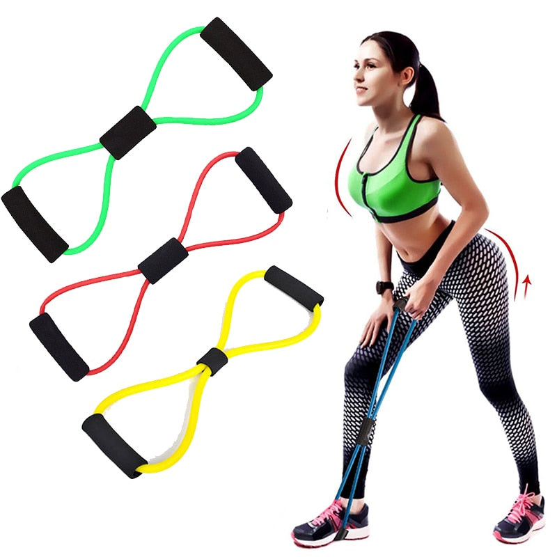 8 Word Fitness Yoga Elastic Band TPE Gum Resistance Rubber Bands Fitness Fitness Equipment Expander Workout Gym Exercise Train