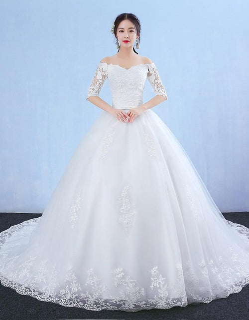 Load image into Gallery viewer, Wedding Dress 2022 New Arrival Flowers Butterfly Gelinlik Embroidery Lace Boat Neck Princess Wedding Gowns Vestidos De Novia
