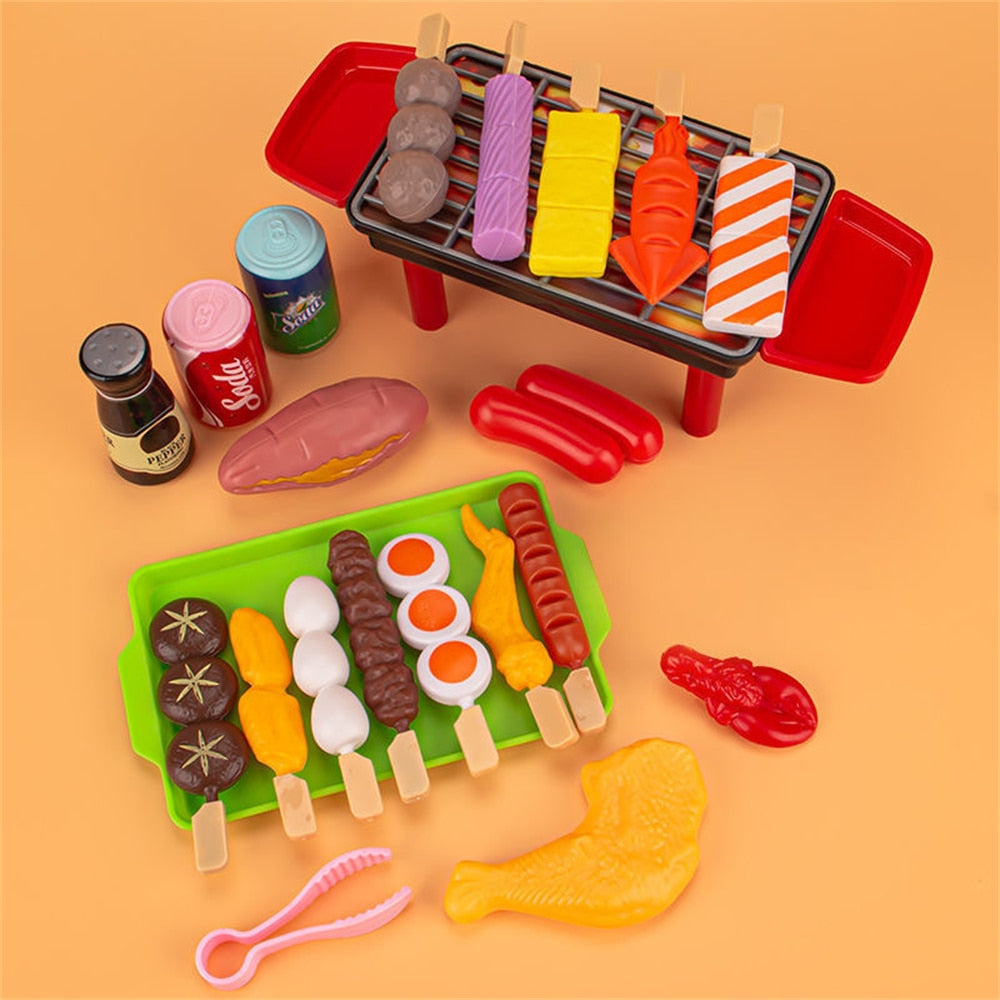 Baby Pretend Play Kitchen Kids Toys Simulation Barbecue Cookware Cooking Food Role Play Educational Gift Toys for Children