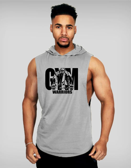 Load image into Gallery viewer, Muscleguys Gym Clothing Mens Bodybuilding Hooded Tank Top Cotton Sleeveless Vest Sweatshirt Fitness Workout Sportswear Tops Male
