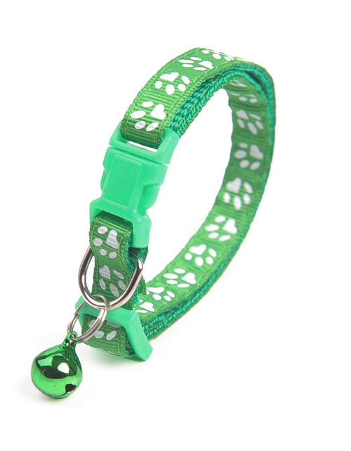 Load image into Gallery viewer, 1Pc Colorful Cute Bell Collar Adjustable Buckle Cat Collar Pet Supplies Footprint Personalized Kitten Collar Small Dog Accessory
