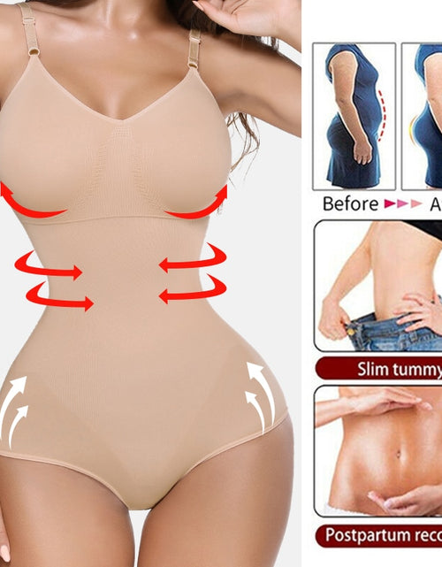 Load image into Gallery viewer, Women’s Full body Shaper Sealess Firm Tummy Control Shapewear Slimming Underwear Top Slim Bodysuit Waist Trainer Corset
