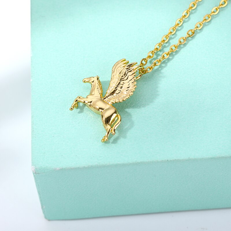 Stainless Steel Pegasus Necklace For Women Men Goth Gold Color Necklace Pendant 2020 Fashion Choker Boho Jewerly Christmas Gift