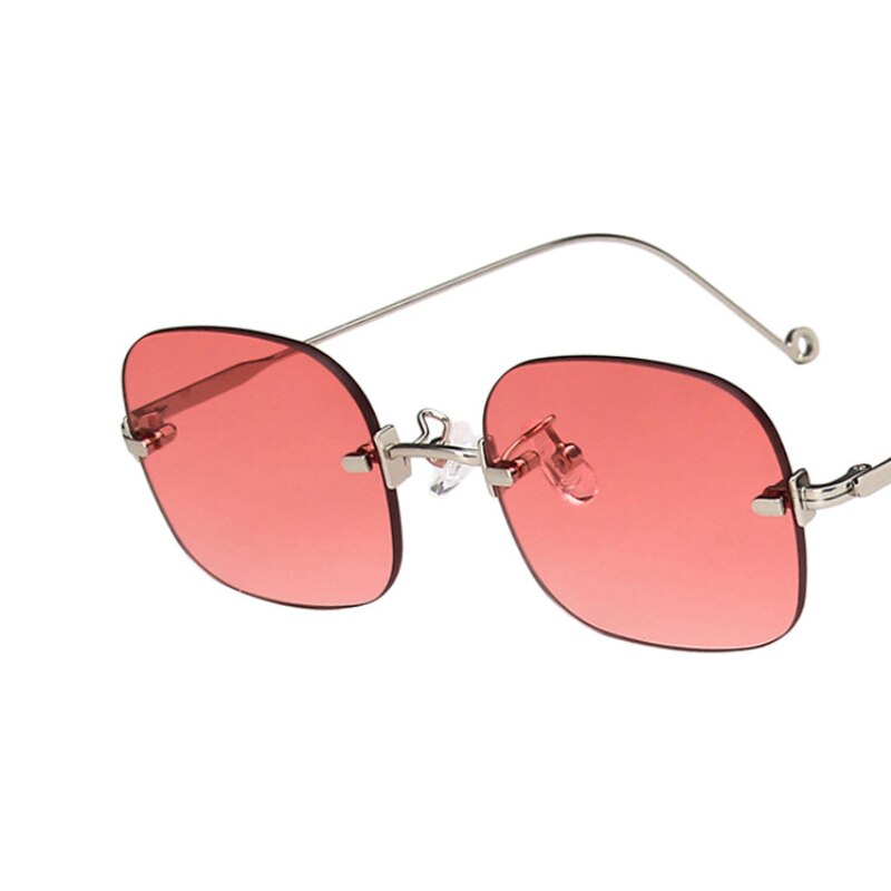 Retro Metal Square Sunglasses Anti-blue Light Brand Designer Sun Glasses For Women Alloy Mirror Female Frameless Flat Mirror