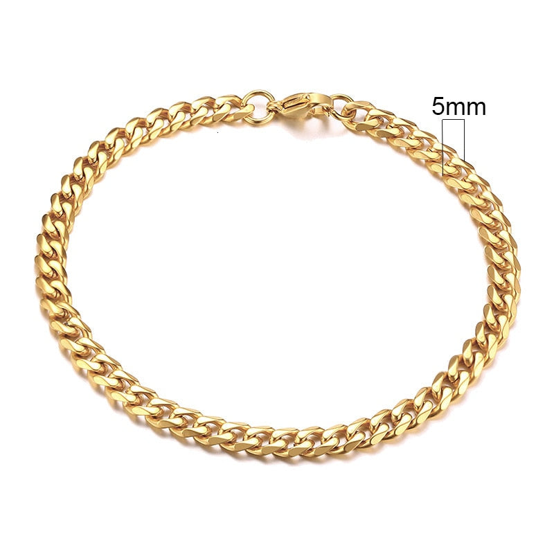 3-11mm Chunky Miami Curb Chain Bracelet for Men, Stainless Steel Cuban Link Chain Wristband Classic Punk Heavy Male Jewelry