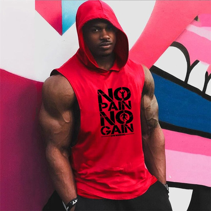 Gyms Clothing Mens Bodybuilding Hooded Tank Top Cotton Sleeveless Vest Sweatshirt Fitness Workout Sportswear Tops Male